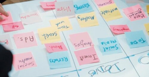 Notas adhesivas en una pizarra