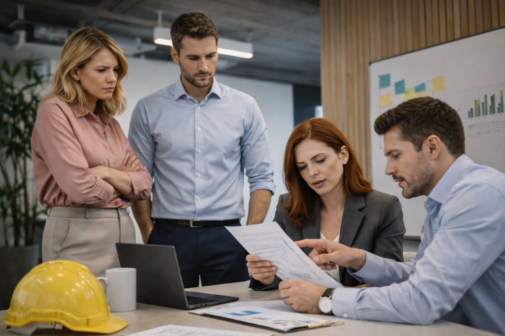 Reunion de oficina con discusion activa