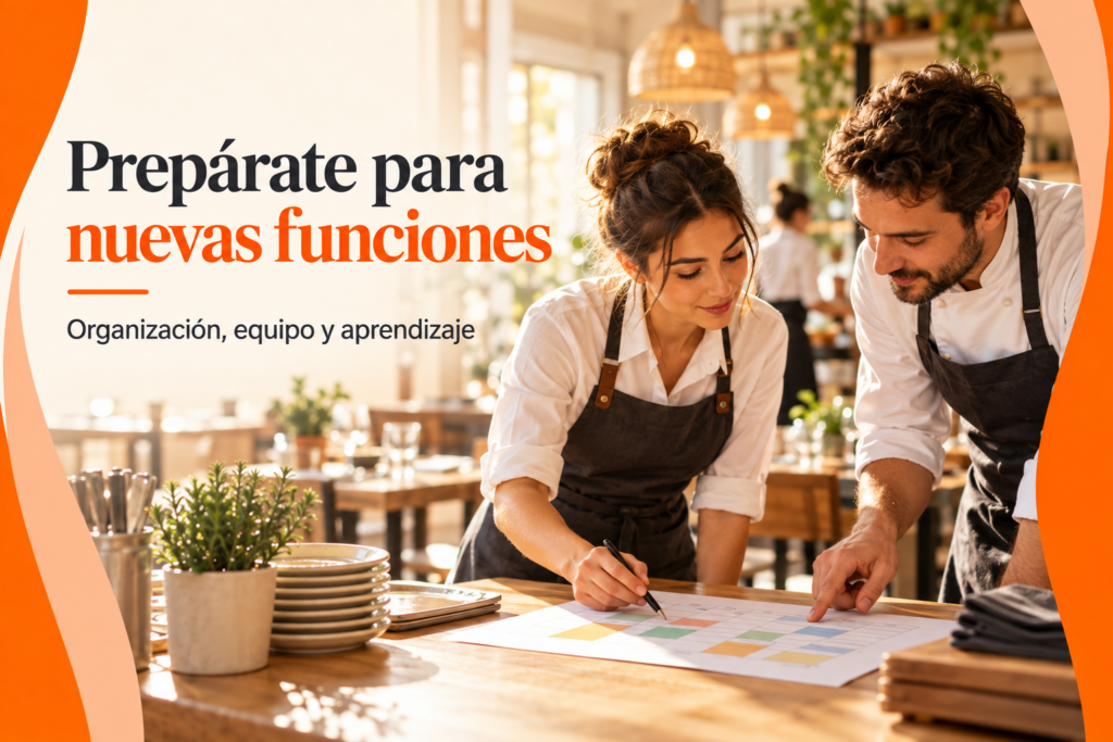 Profesionales de hosteleria organizando juntos el servicio de un restaurante