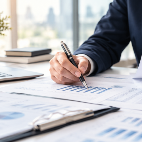 Analisis financiero en oficina moderna